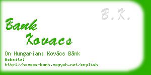 bank kovacs business card