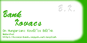 bank kovacs business card